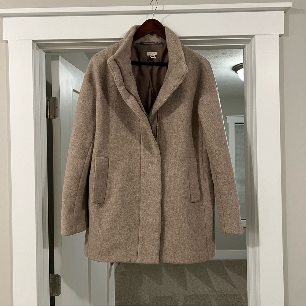 J.Crew Tan Wool Blend Oversized Collar Coat